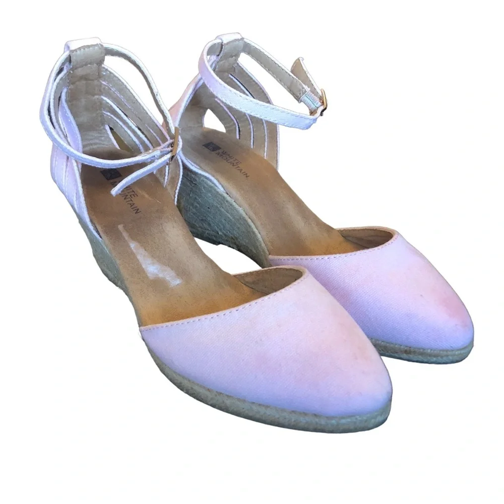 White Mountain Soft Pink Ankle Strap Wedges size 7 1/2 - Picture 2 of 10